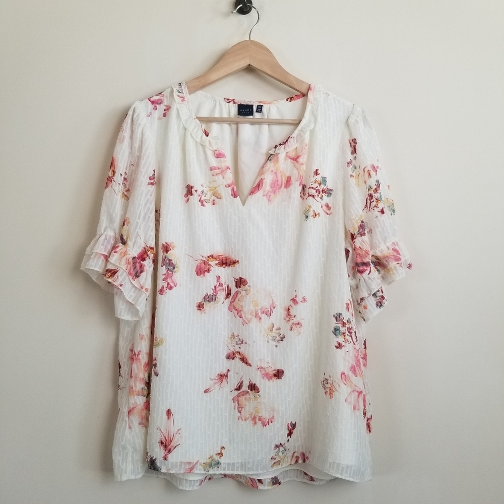 Kaari Blue Floral Top Size XL